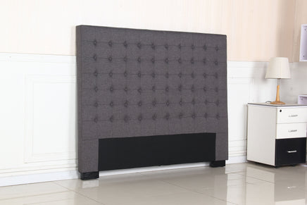 Bed Head Queen Charcoal Headboard Upholstery Fabric Tufted Buttons Furniture Kings Warehouse