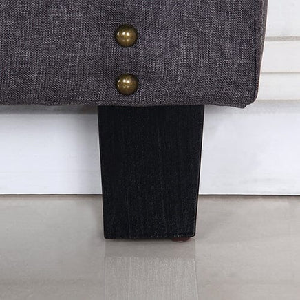 Bed Head Queen Size Charcoal Headboard with Curved Design Upholstery Linen Fabric Furniture Kings Warehouse