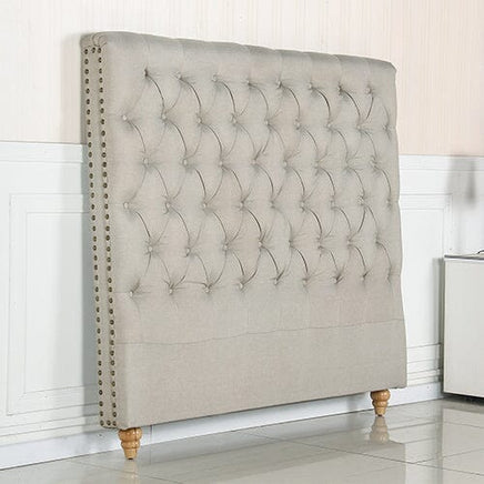 Bed Head Queen Size French Provincial Headboard Upholsterd Fabric Beige Furniture Kings Warehouse