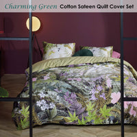 Bedding House Charming Green Cotton Sateen Quilt Cover Set Queen Home & Garden Kings Warehouse