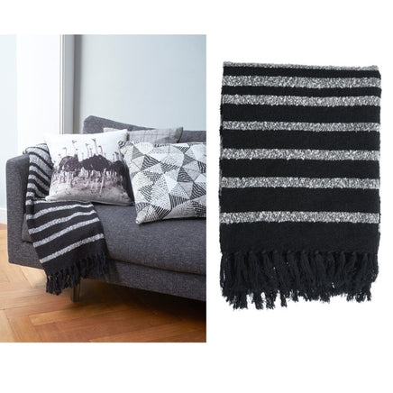 Bedding House Cotton Fringe Throw Rug Honshu Black Home & Garden Kings Warehouse