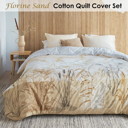 Bedding House Florine Sand Cotton Quilt Cover Set Queen Home & Garden Kings Warehouse