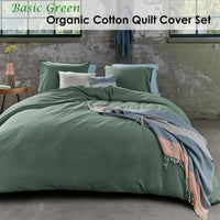 Bedding House Organic Cotton Basic Green Quilt Cover Set King Home & Garden Kings Warehouse