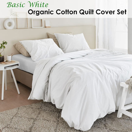 Bedding House Organic Cotton Basic White Quilt Cover Set Queen Home & Garden Kings Warehouse