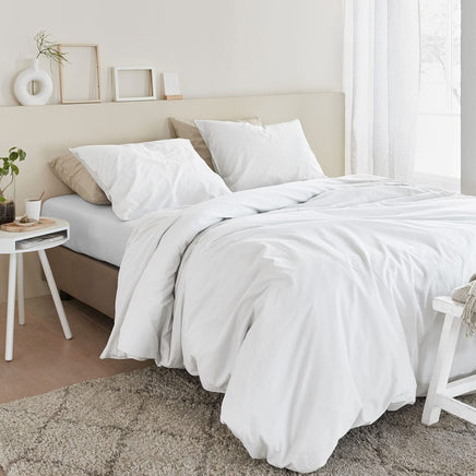 Bedding House Organic Cotton Basic White Quilt Cover Set Super King Home & Garden Kings Warehouse