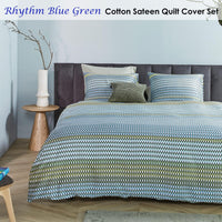 Bedding House Rhythm Blue Green Cotton Sateen Quilt Cover Set Queen Home & Garden Kings Warehouse