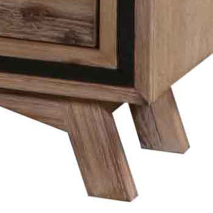 Bedside Table 2 drawer Night Stand with Solid Acacia Storage in Sliver Brush Colour Furniture Kings Warehouse