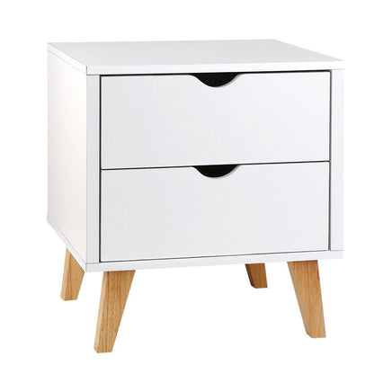 Bedside Table 2 Drawers - ANDERS White Furniture Kings Warehouse