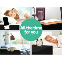 Bedside Table 2 Drawers Lift-up Storage - COLEY Black Furniture Kings Warehouse