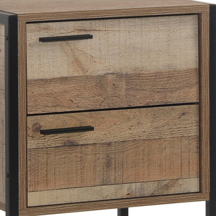 Bedside Table 2 drawers Night Stand Particle Board Construction in Oak Colour Furniture Kings Warehouse