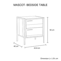 Bedside Table 2 drawers Night Stand Particle Board Construction in Oak Colour Furniture Kings Warehouse