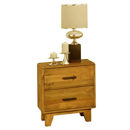 Bedside Table 2 drawers Night Stand Solid Wood Storage Light Brown Colour Furniture Kings Warehouse