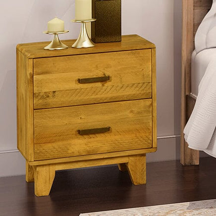 Bedside Table 2 drawers Night Stand Solid Wood Storage Light Brown Colour Furniture Kings Warehouse