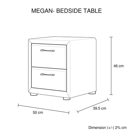Bedside Table 2 drawers Night Stand Upholstery Fabric Storage in Light Grey Colour Furniture Kings Warehouse