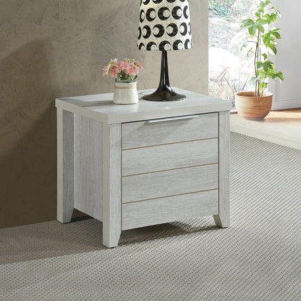 Bedside Table 2 drawers Storage Table Night Stand MDF in White Ash Furniture Kings Warehouse