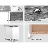 Bedside Table 2 Drawers Vintage X2 - THYME Grey Furniture Kings Warehouse