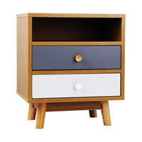 Bedside Table 2 Drawers with Shelf - BERTHA Oak Furniture Kings Warehouse