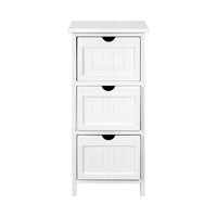 Bedside Table Bathroom Storage Cabinet 3 Drawers White Furniture Kings Warehouse