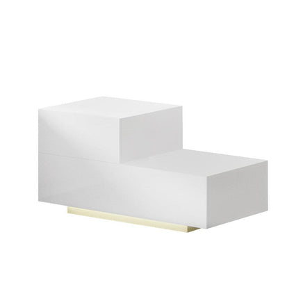 Bedside Tables LED 2 Drawers - REMI White Furniture Kings Warehouse