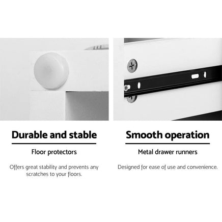 Bedside Tables LED 2 Drawers - REMI White Furniture Kings Warehouse