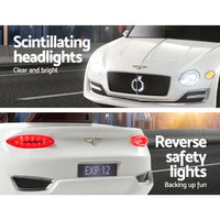 Bentley Kids Ride On Car Licensed Electric Toys 12V Battery Remote Cars White Toy Overstock Sale Kings Warehouse