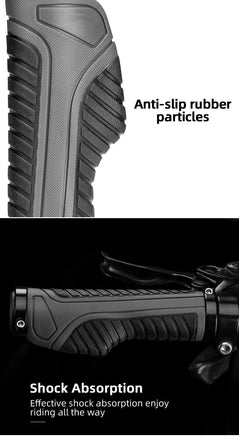 Bicycle Grips MTB Road Bike Double Lock Rubber Handlebar Grips Anti-Slip Rock Bros BLACK Kings Warehouse