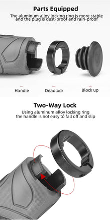 Bicycle Grips MTB Road Bike Double Lock Rubber Handlebar Grips Anti-Slip Rock Bros BLACK Kings Warehouse