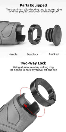 Bicycle Grips MTB Road Bike Double Lock Rubber Handlebar Grips Anti-Slip Rock Bros BLUE Kings Warehouse