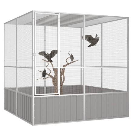Bird Cage Grey 213.5x217.5x211.5 cm Galvanised Steel Kings Warehouse