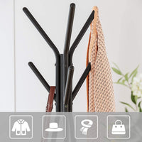 Black Coat Rack Stand Industrial Style 2 Shelves Clothes Home & Garden Kings Warehouse