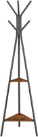 Black Coat Rack Stand Industrial Style 2 Shelves Clothes Home & Garden Kings Warehouse