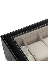Black PU Leather Watch Organizer Display Storage Box Cases for Men & Women (12 slots) Kings Warehouse