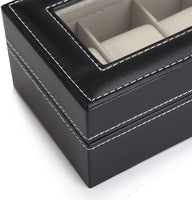 Black PU Leather Watch Organizer Display Storage Box Cases for Men & Women (6 slots) Kings Warehouse