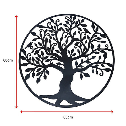 Black Tree of Life Wall Art Hanging Metal Iron Sculpture Garden 60cm Home & Garden Kings Warehouse