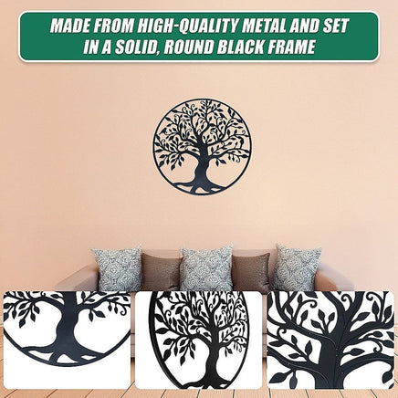 Black Tree of Life Wall Art Hanging Metal Iron Sculpture Garden 60cm Home & Garden Kings Warehouse