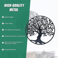 Black Tree of Life Wall Art Hanging Metal Iron Sculpture Garden 60cm Home & Garden Kings Warehouse