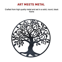 Black Tree of Life Wall Art Hanging Metal Iron Sculpture Garden 60cm Kings Warehouse 