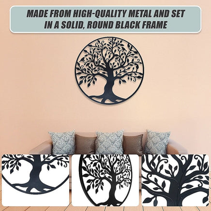 Black Tree of Life Wall Art Hanging Metal Iron Sculpture Garden 99cm Home & Garden Kings Warehouse