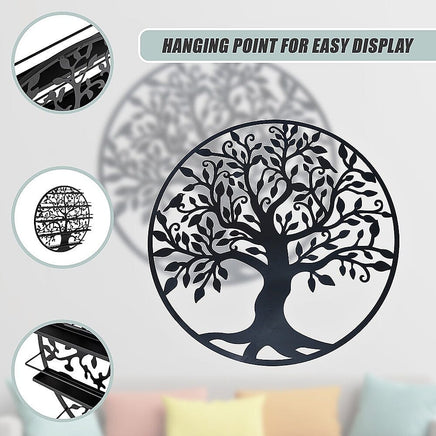 Black Tree of Life Wall Art Hanging Metal Iron Sculpture Garden 99cm Home & Garden Kings Warehouse