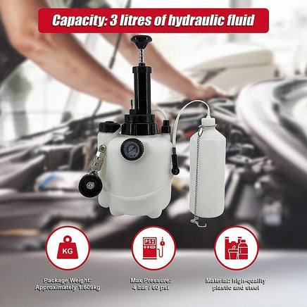 Bleed Tool Pressure 3 ltr Brake & Clutch Bleeding System Fluid Bleeder Tools Kings Warehouse