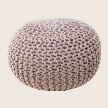 Braided Ottoman Pouffe Footstool Hand Knitted (Blush Pink) EOFY Kings Warehouse