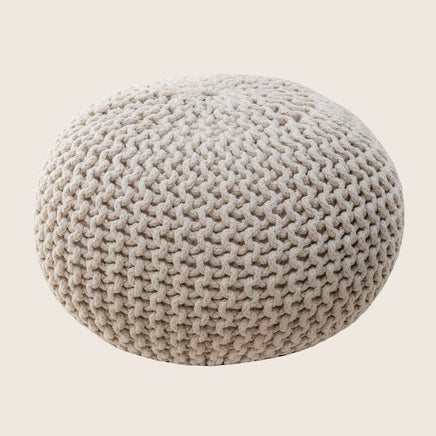 Braided Ottoman Pouffe Footstool Hand Knitted (Natural) EOFY Kings Warehouse