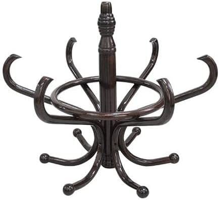 Brown Coat Rack with Stand Wooden Hat and 12 Hooks Hanger Walnut tree Furniture Kings Warehouse