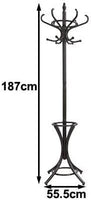 Brown Coat Rack with Stand Wooden Hat and 12 Hooks Hanger Walnut tree Furniture Kings Warehouse