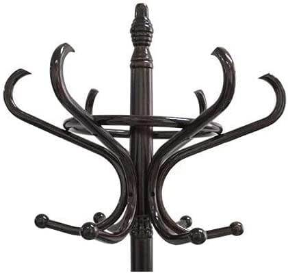 Brown Coat Rack with Stand Wooden Hat and 12 Hooks Hanger Walnut tree Furniture Kings Warehouse