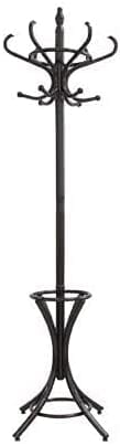 Brown Coat Rack with Stand Wooden Hat and 12 Hooks Hanger Walnut tree Furniture Kings Warehouse