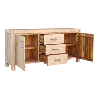 Buffet Sideboard in Oak Colour Constructed with Solid Acacia Wooden Frame Storage Cabinet with Drawers Furniture Kings Warehouse