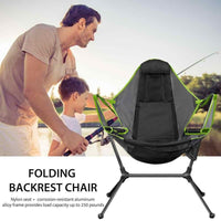 Camping Chair Foldable Swing Luxury Recliner Relaxation Swinging Comfort Lean Back Outdoor Folding Chair Outdoor Freestyle Portable Folding Rocking Chair Grey Furniture Kings Warehouse