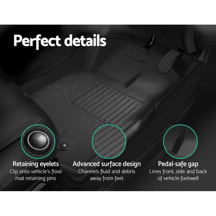 Car Floor Mats Rubber Fits Ford Ranger PX PX2 PX3 Dual Cab 2011-2022 3D Black Friday Pre-Party Kings Warehouse