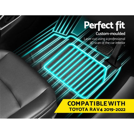Car Rubber Floor Mats Front And Rear Compatible For Toyota RAV4 2019-2022 Outdoor Adventures Kings Warehouse
